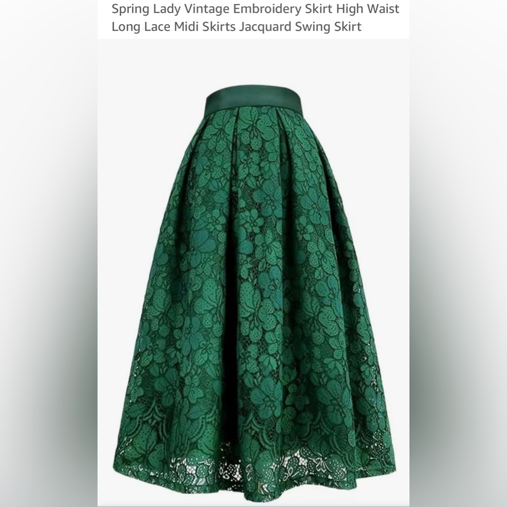Amazon Lace Midi Skirt Emerald Green
